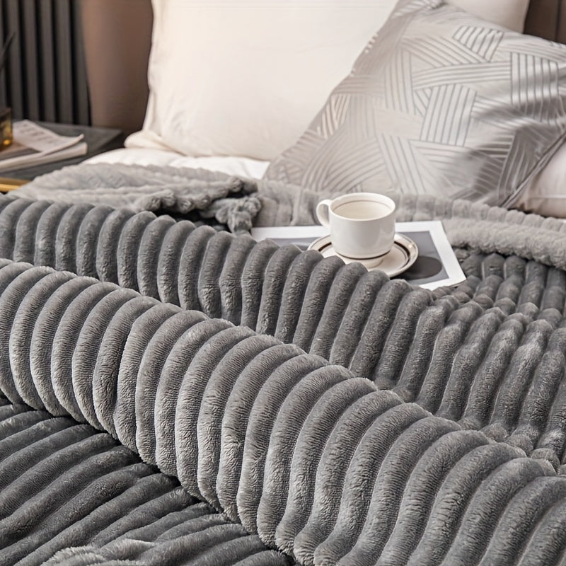 Plush Checkered Rabbit Fur Effect Blanket for Cold Nights and Cozy Snuggling