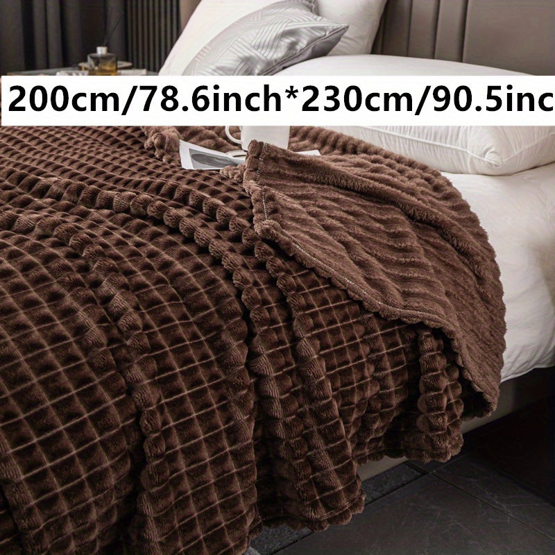 Manta de cama de piel de conejo con patrón de grano de maíz, suave y acogedora, para mascotas y hogar