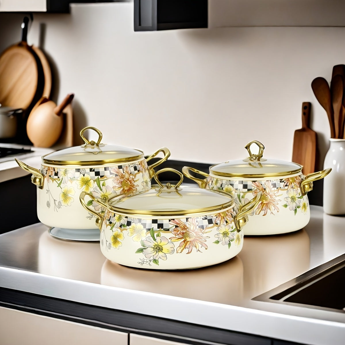 Qoplangan pishirish qozoni, pishirish va bug'lash uchun bardoshli keramik oshxona anjomlari