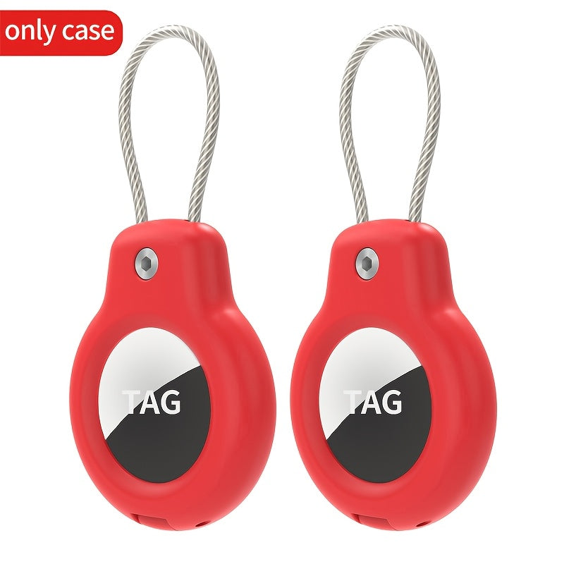 2 piezas de fundas protectoras de acero inoxidable para AirTag, llavero antirrobo, etiqueta de equipaje