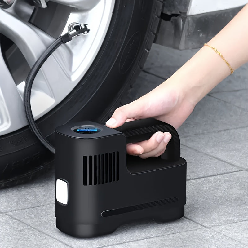Portable Tire Inflator with LED Light for Cars and Motorcycles Cigarette Lighter Powered