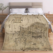 All-Season Throw Blanket with Lord of the Rings Map Design for Couch Bed Travel
