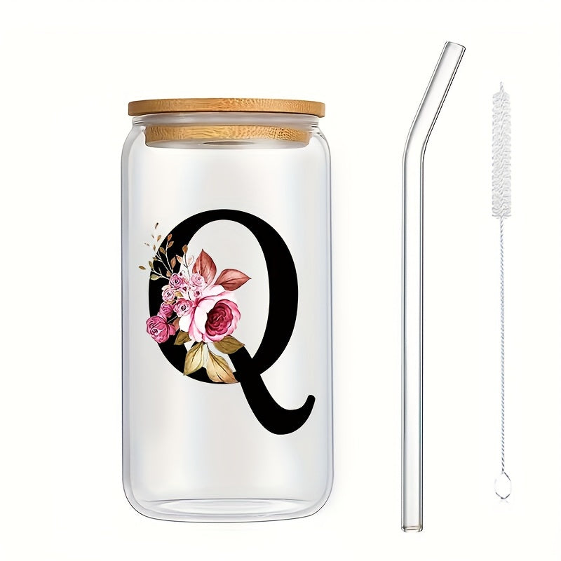 Vaso de vidrio para bebidas frías con tapa de bambú, impreso en 3D, de borosilicato, jugo, cerveza, café