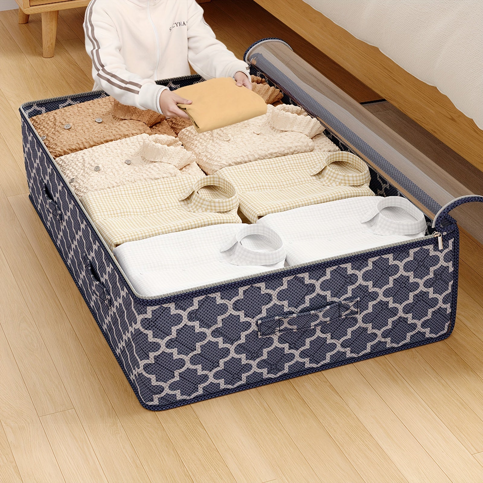 YOUFEN tomonidan keng joylashgan yostiq ostidagi saqlash sumkasi - Ochiq ko'rish oynasi, yostiqlar, kiyimlar, ko'rpa-to'shaklar va o'yinchoqlar uchun juda mos, engil va mustahkam