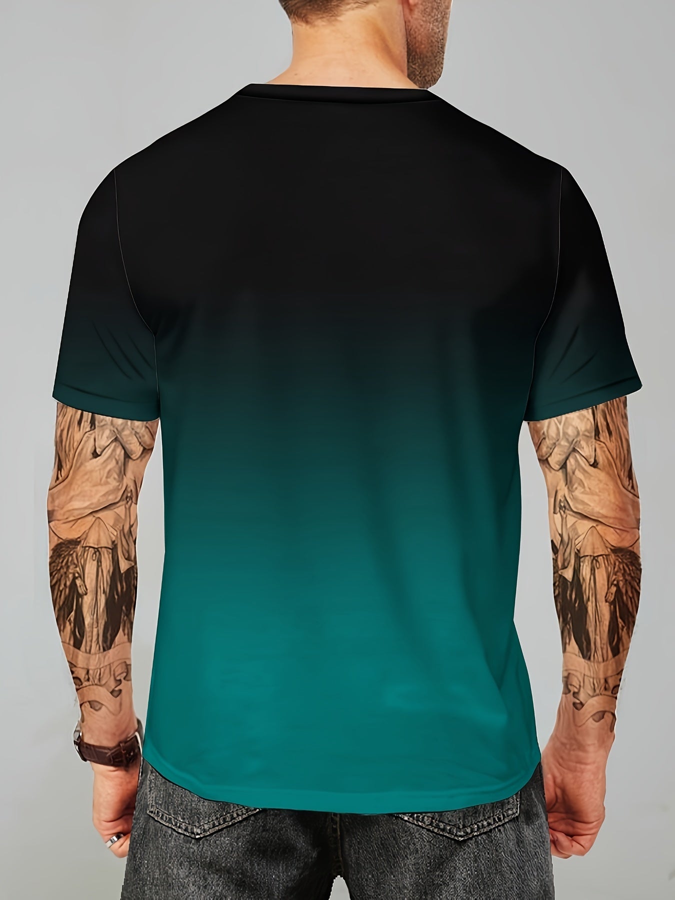 Мужская футболка с цифровым принтом большого размера, с круглым вырезом, короткий рукав, полиэстер спандекс