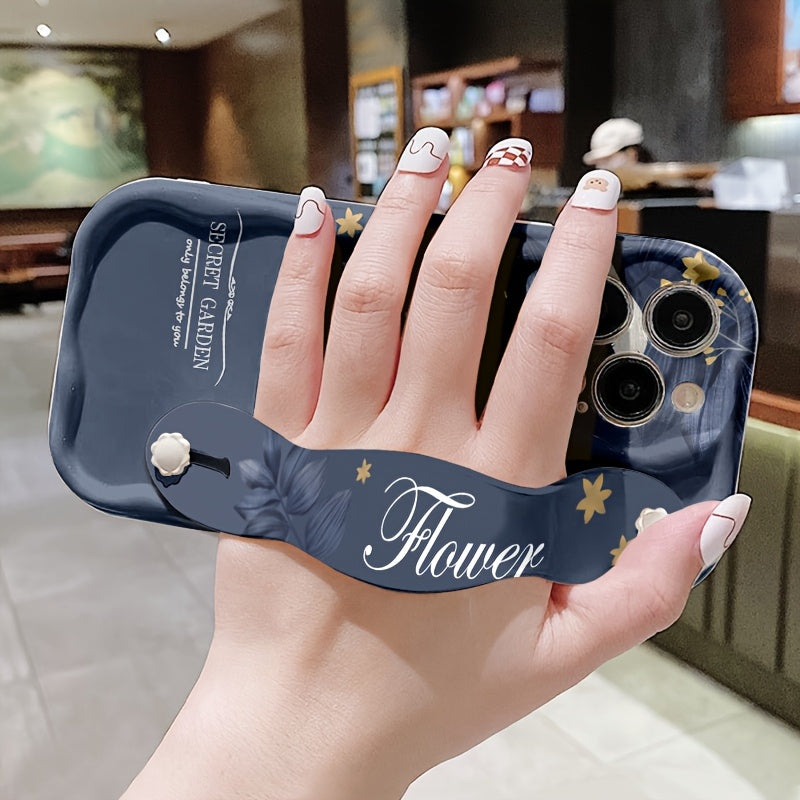 Funda de silicona con estampado de flores azul oscuro para Apple y Samsung Series