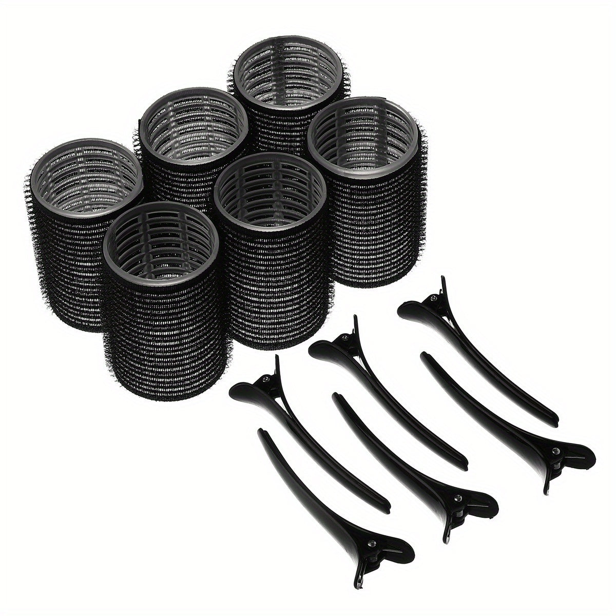 12-Piece Self-Gripping Hot Rollers Set for Long and Medium Hair 4cm Diameter with Hair Clips