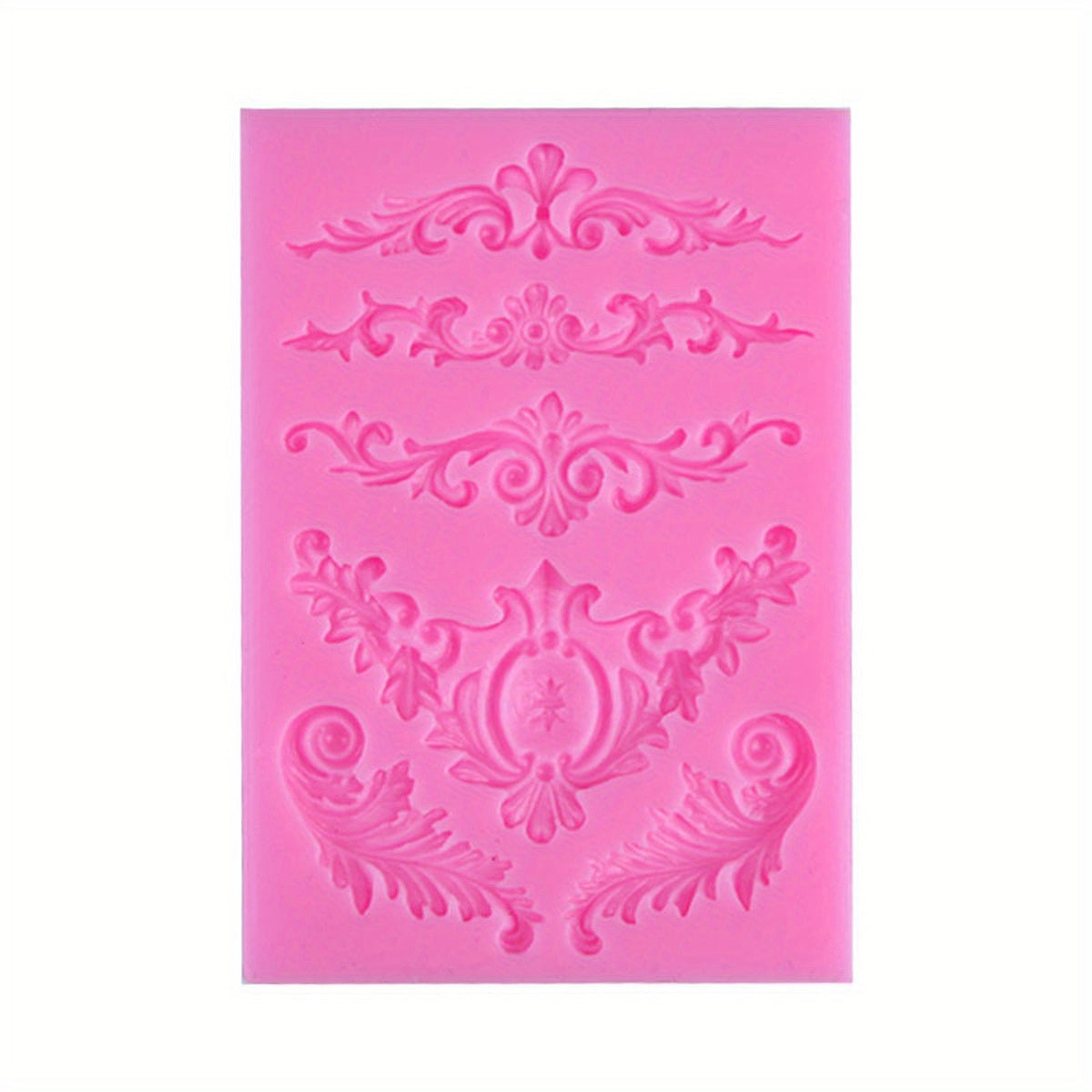 3D Baroque Curlicue Fondant Silicone Mold for Cakes and Cupcakes with Sculpted Flowers and Scrolls