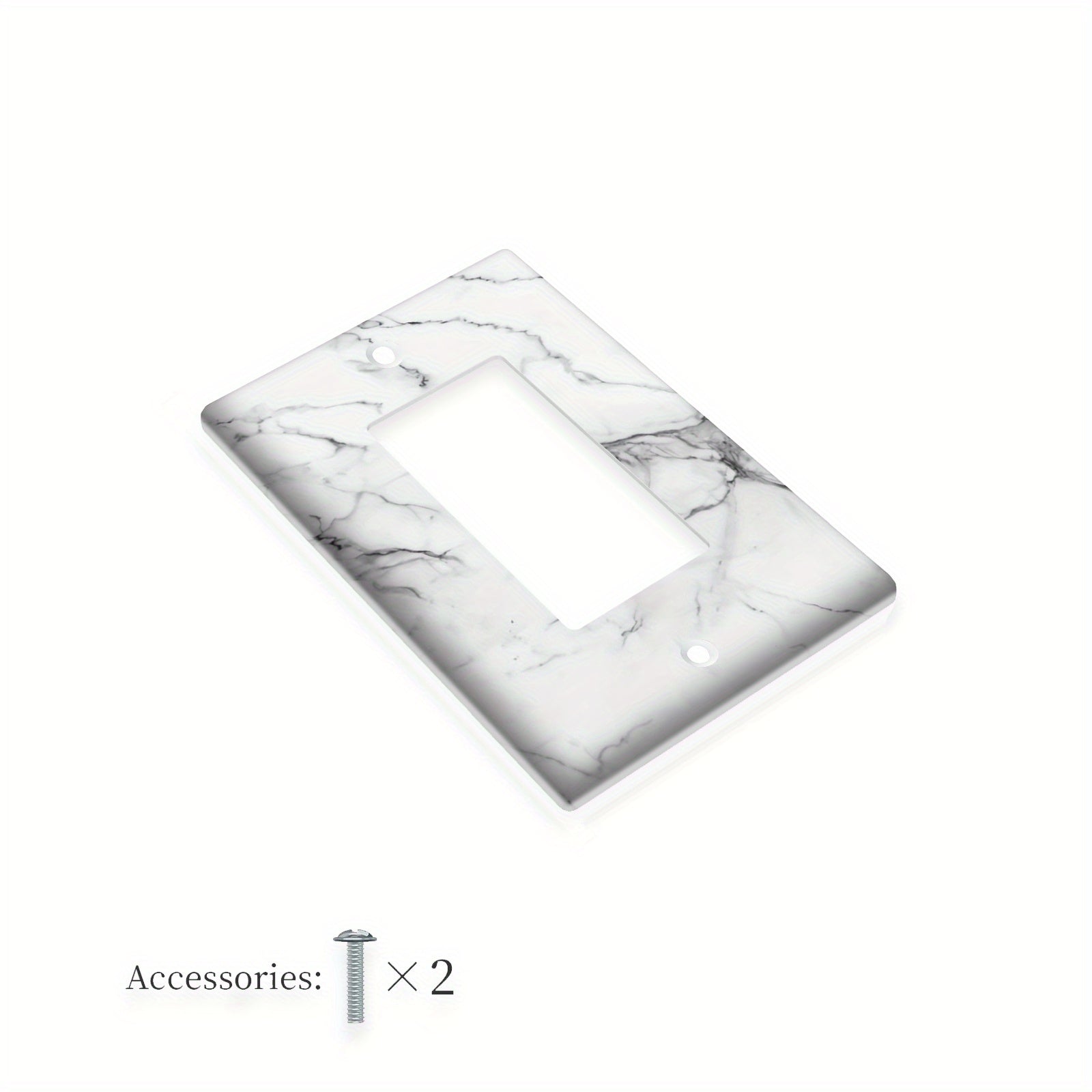 Marble Effect Wall Plate Cover White Gray Single Double Gang Home Decor Pack of 1