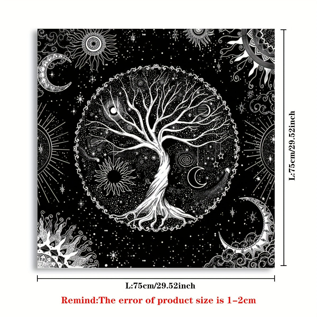 Tarot Tablecloth with Life Tree and Moon Phase Designs for Readings and Decor