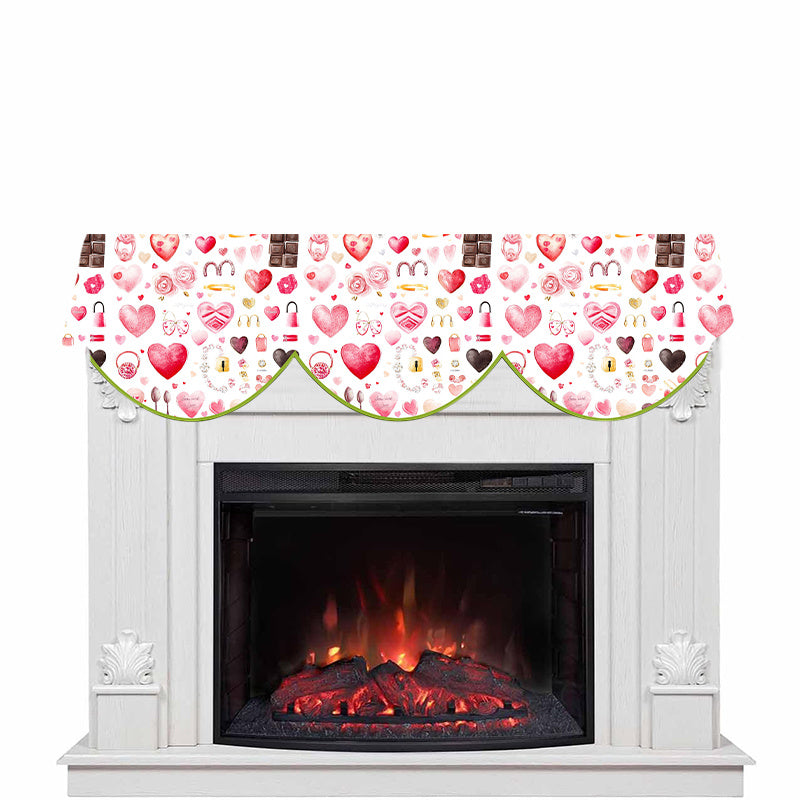 Valentine's Day Love Heart Fireplace Mantle Scarf 49.78cmx78.7cm Winter Decor