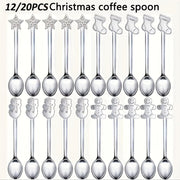 Set of 12/20 Stainless Steel Christmas Mini Spoons for Coffee Tea Cocktails