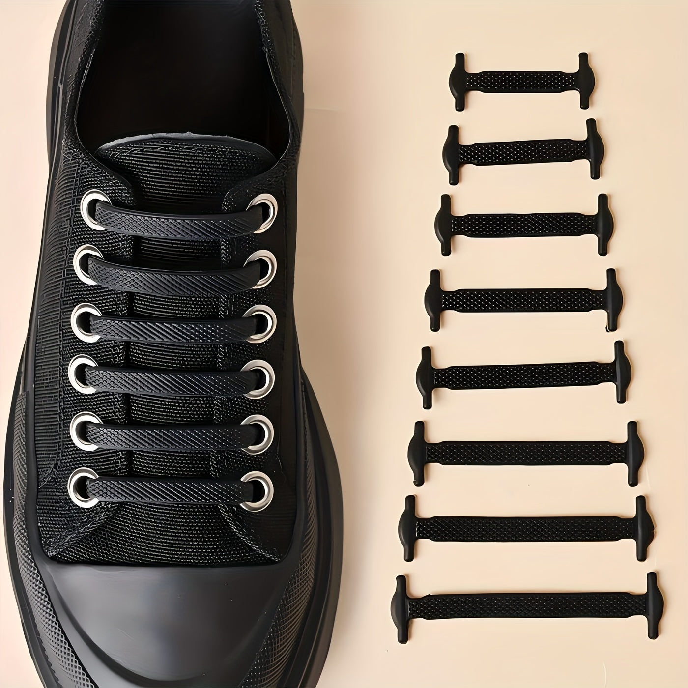 16 Pcs Silicone No-Tie Shoelace Set Adjustable Elastic Sneakers Laces