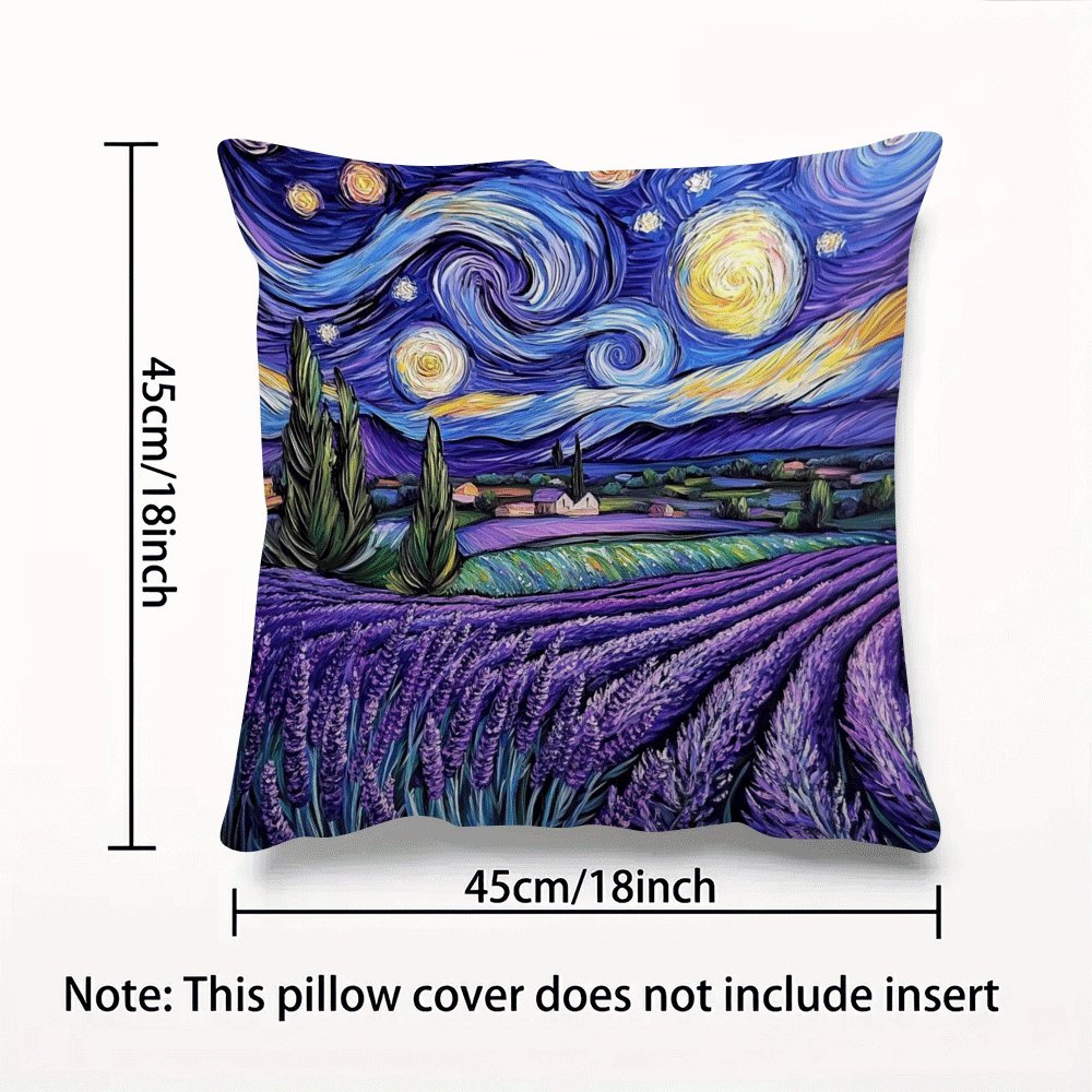 Starry Night Lavender Flannel Cushion Cover 45.72x45.72 cm Zippered Machine Washable