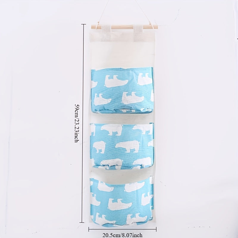 Bolsa de almacenamiento de pared multiusos con tres bolsillos grandes, organizador colgante para armario, dormitorio, baño