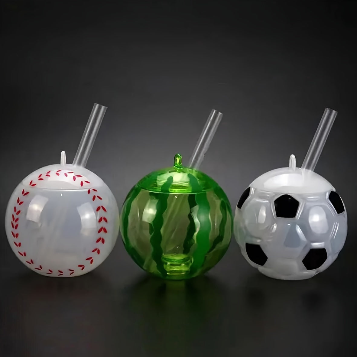 Kids' Straw Cups with Football Watermelon Baseball Designs for Milk Tea and Fruit Drinks