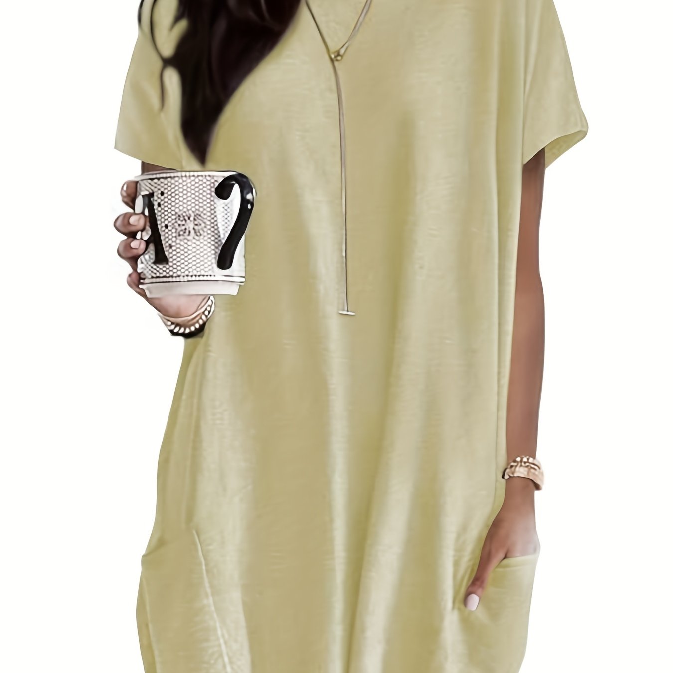 ayollar uchun keng va erkin fitli oversize T-shirt, choqmoqlar bilan, bahor va yoz uchun