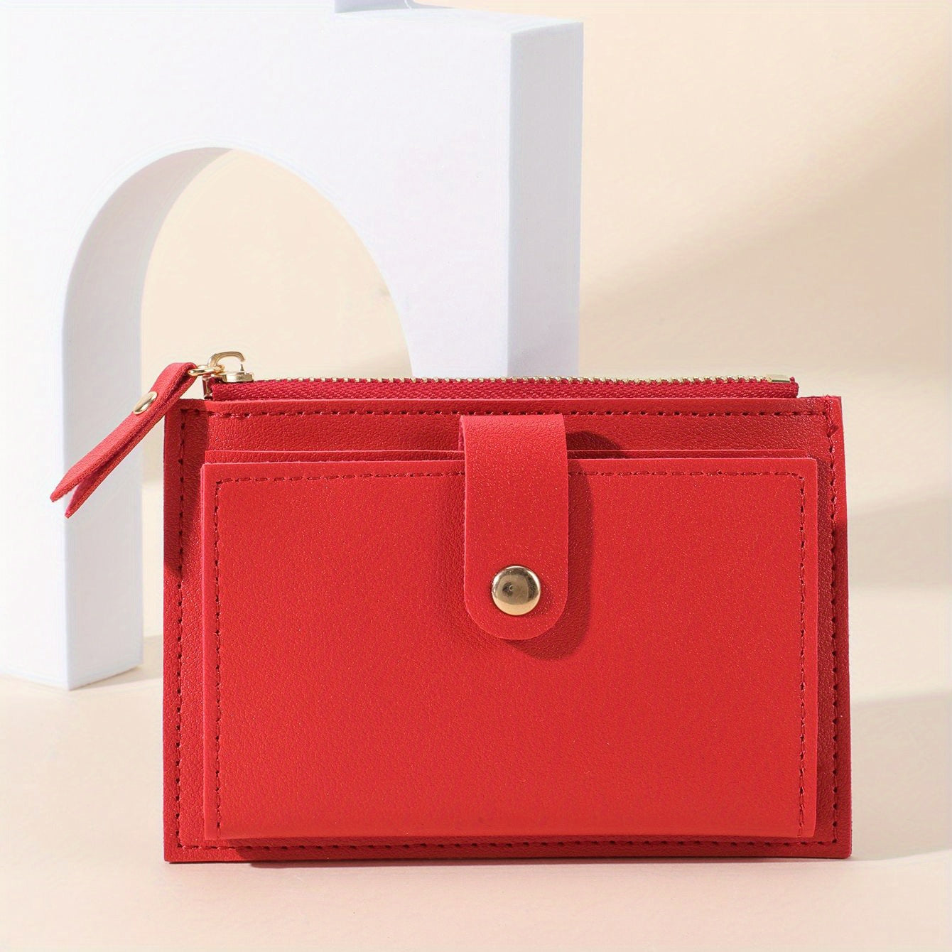 Women’s Slim Faux Leather Bifold Wallet with Zipper Coin Pocket and Card Slots