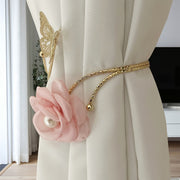 3D Butterfly Flower Faux Pearl Curtain Tieback Decorative Curtain Holder for Living Room Bedroom