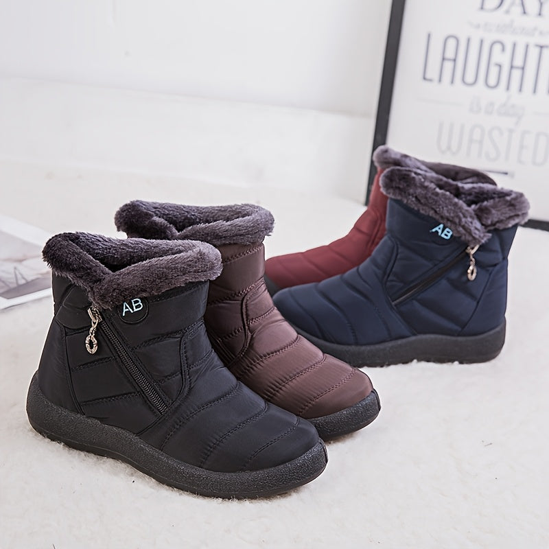 Women's Winter Thick Warm Fleece Short Boots Flat Large Sizes 36-44