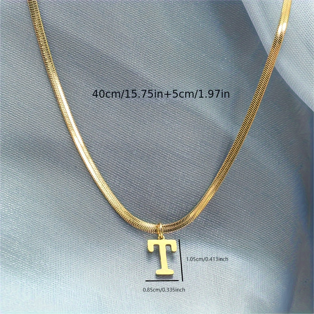 Women’s 18K Gold Plated Stainless Steel Alphabet Letter Pendant Necklace for Daily Wear