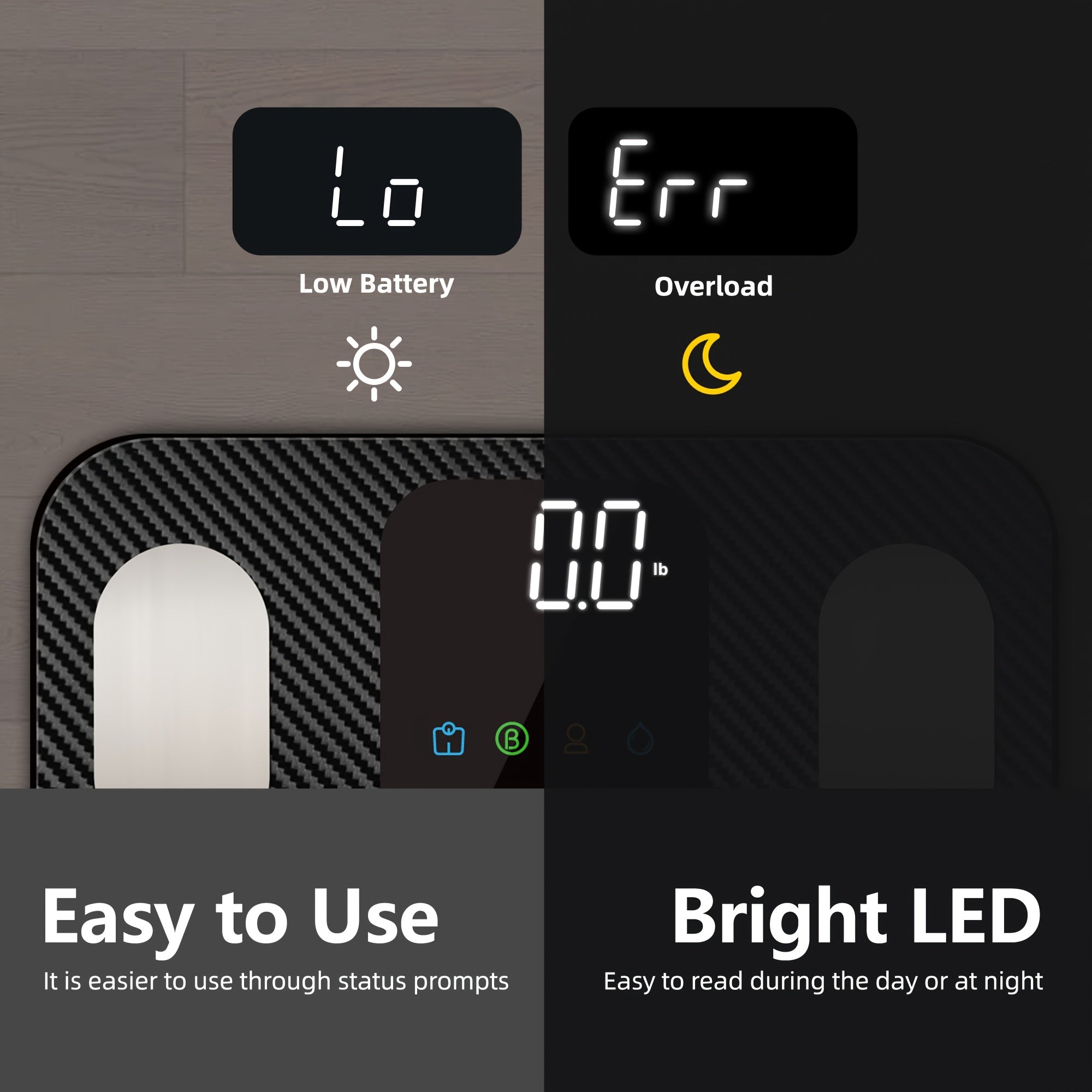 Цифровые напольные весы для тела с грузоподъемностью 181,44 кг, отслеживание ИМТ и гидратации, дизайн из углеродного волокна