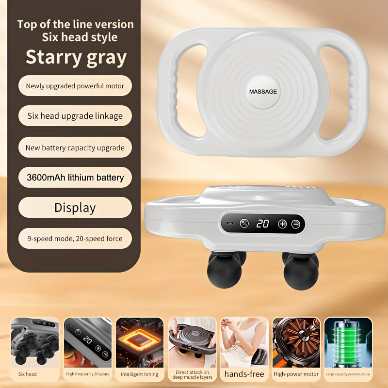 Six-Head Deep Tissue Percussion Massage Gun Handheld Body Back Muscle Massager