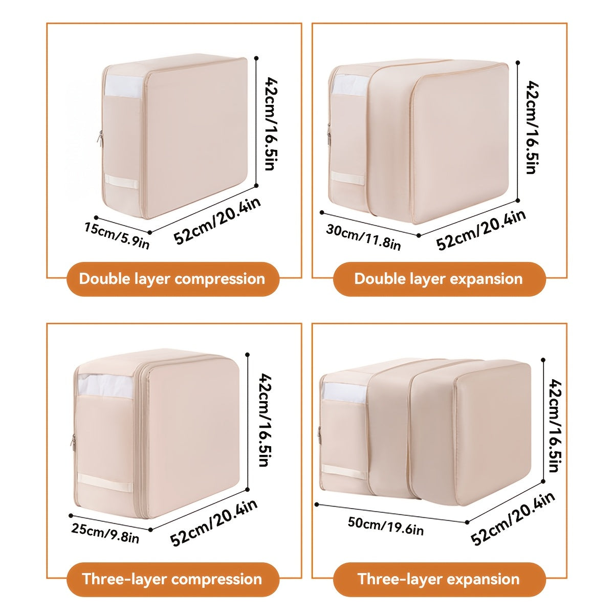 Portable Compression Storage Bag for Travel and Clothing Protection Gray Pink