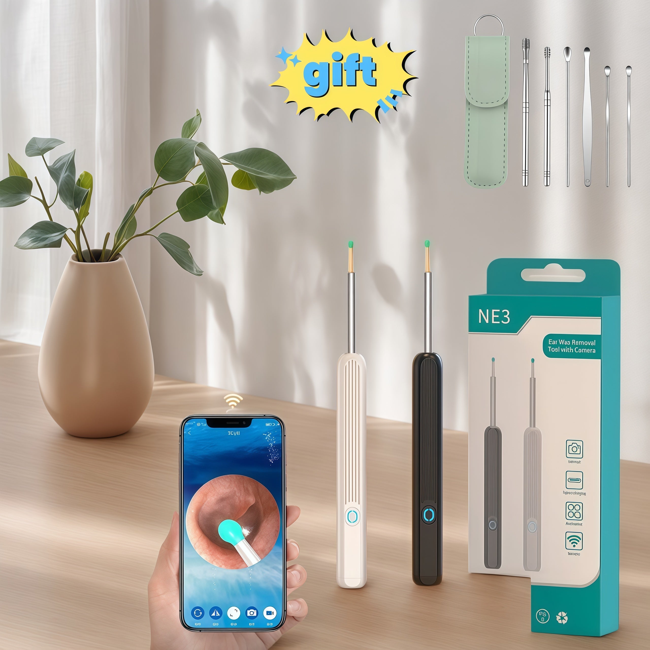 Rechargeable Ear Cleaner with Camera and Light for Safe Home Use