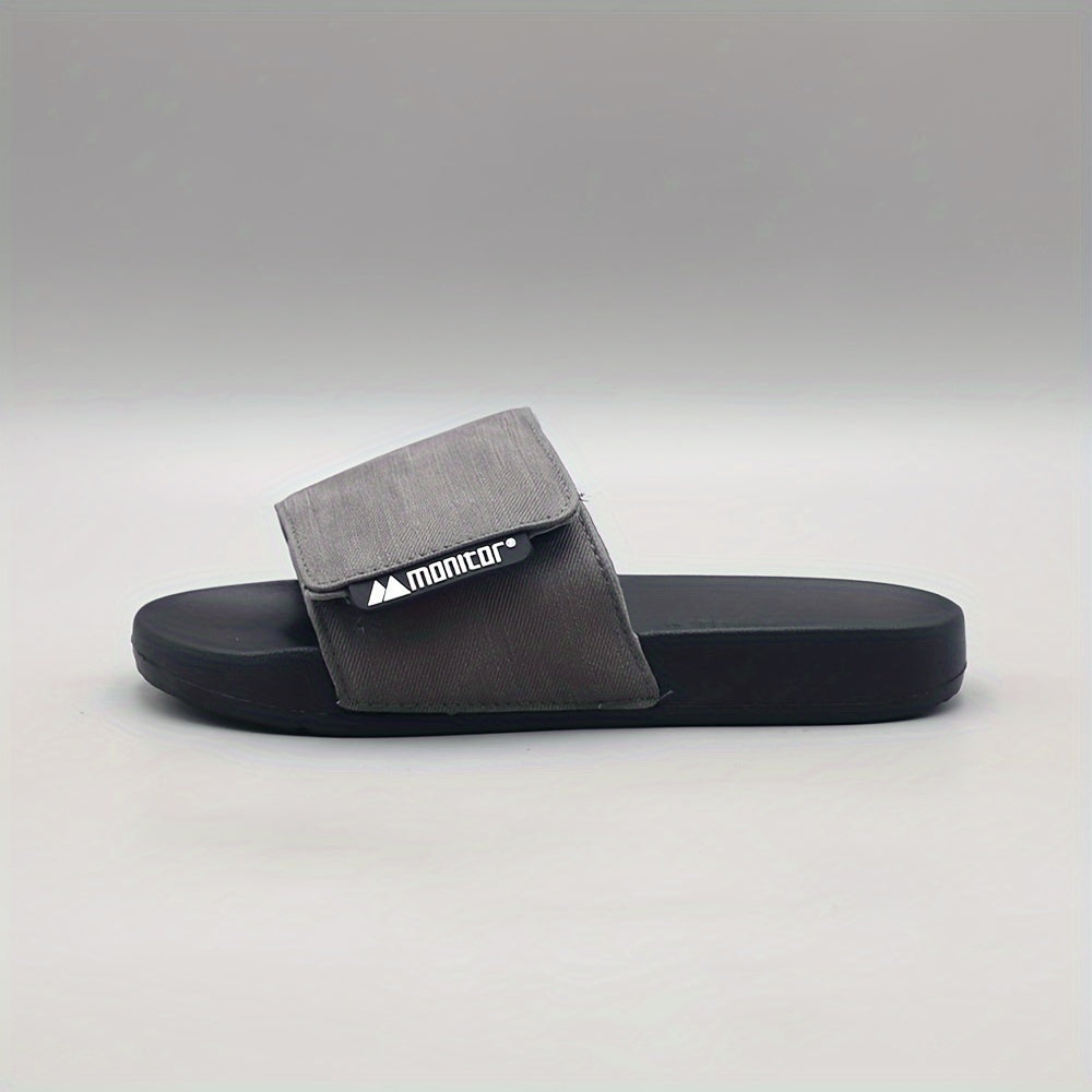 Men's Adjustable Solid Color Open Toe Slippers with Non-Slip EVA Sole