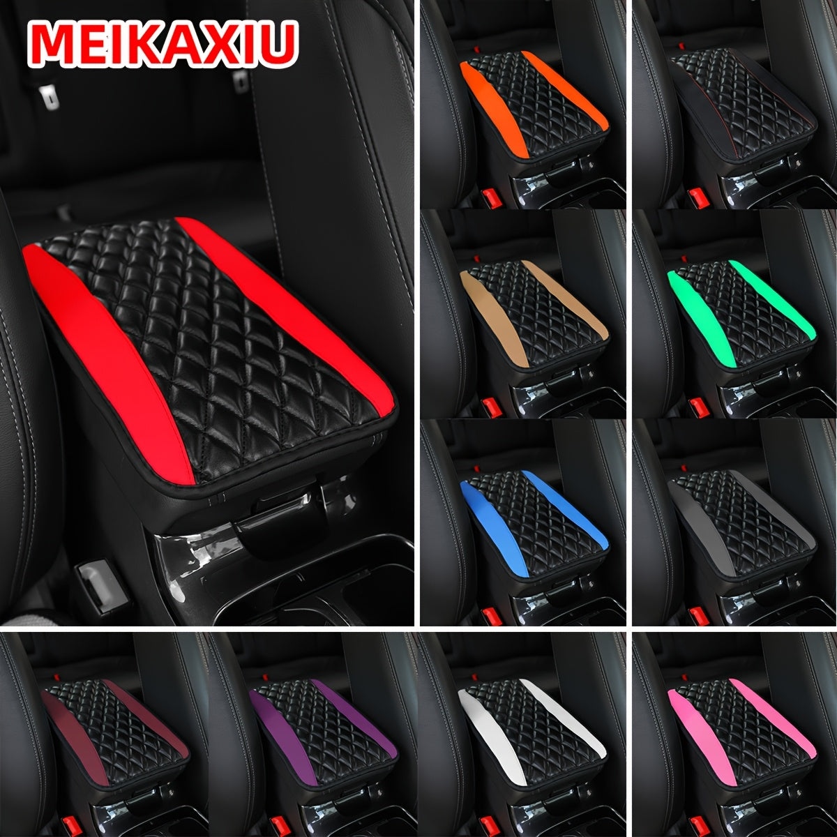 Car Interior Armrest Box Cover Leather Soft Waterproof Non-slip 32CMX19CM