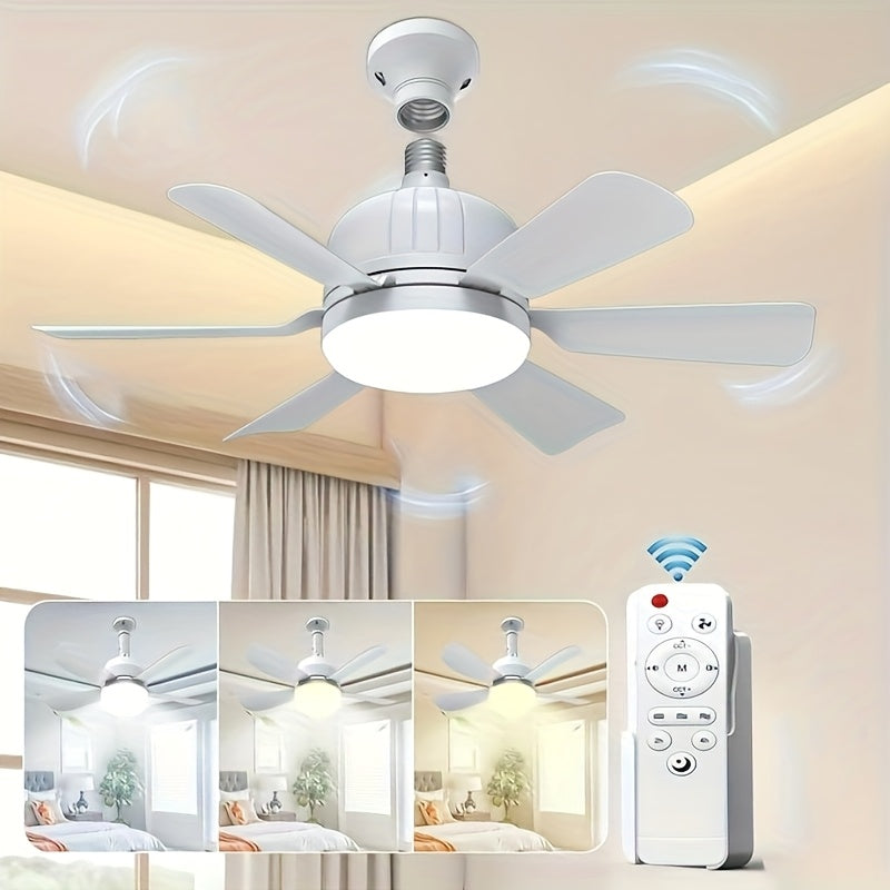 40W White Ceiling Fan Light with Remote Control 51.99cm E26/E27 Dimmable 3-Speed with Memory