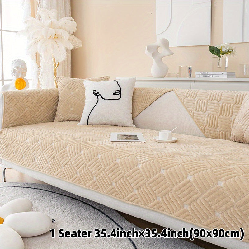 Velvet Sofa Cover Non-Slip Soft Cozy Machine Washable for Home Decor