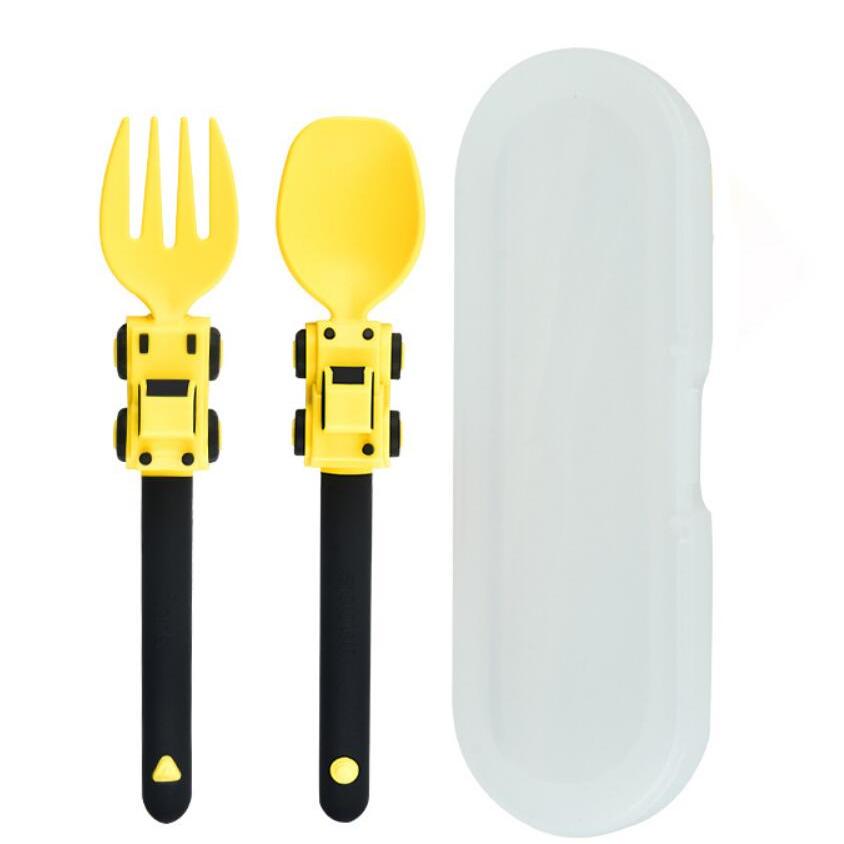 Kids Cartoon Race Car Kids Utensils Fork and Spoon Set for Children Self-Feeding