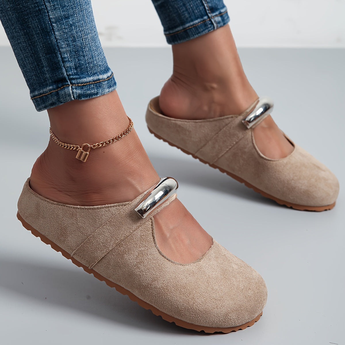 Women's Slip-On Mary Jane Shoes with Thick Platform Yellow Fabric