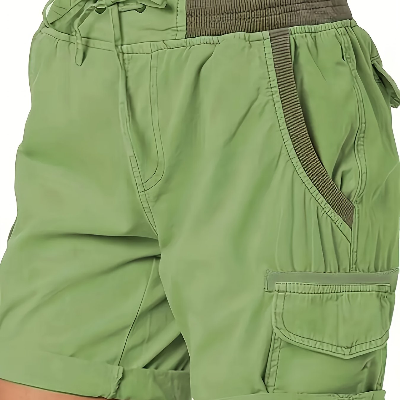 Plus Size Women's Black Cargo Shorts With Drawstring Waist
