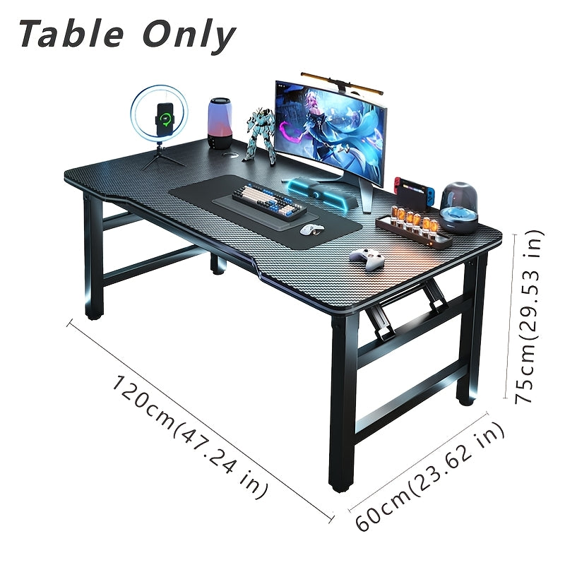 Modern Foldable Metal Desk with Fiber Texture Design for Home and Office Use