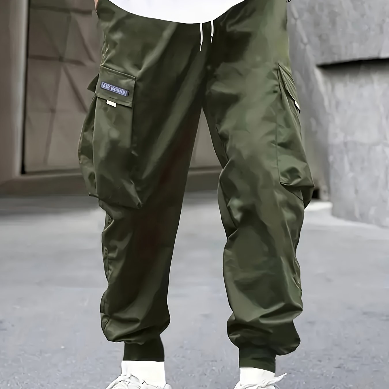 Men's Casual Cargo Pants with Multiple Pockets and Drawstring Tied Feet for Spring 2023