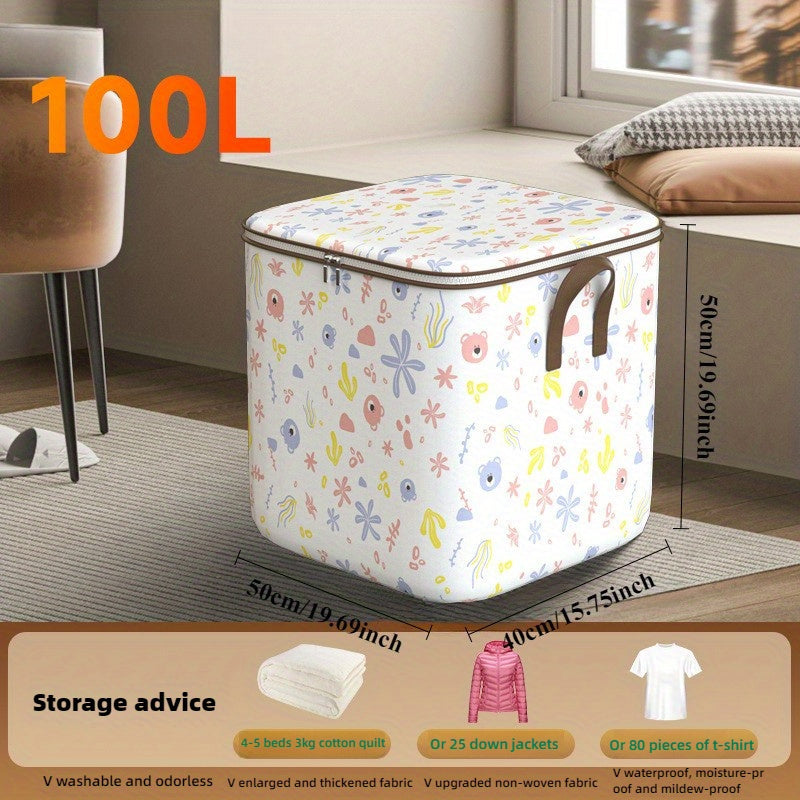 Cubo de almacenamiento de polipropileno impermeable con cierre de pestillo, organizador plegable para ropa y mantas, gran capacidad, almacenamiento bajo la cama