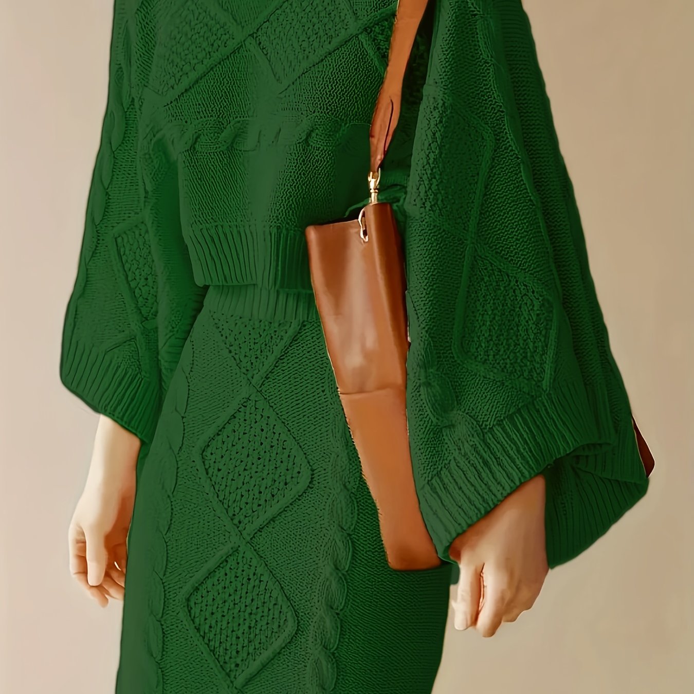 Plus Size Casual Sweater Skirt Two-Piece Set Black Large