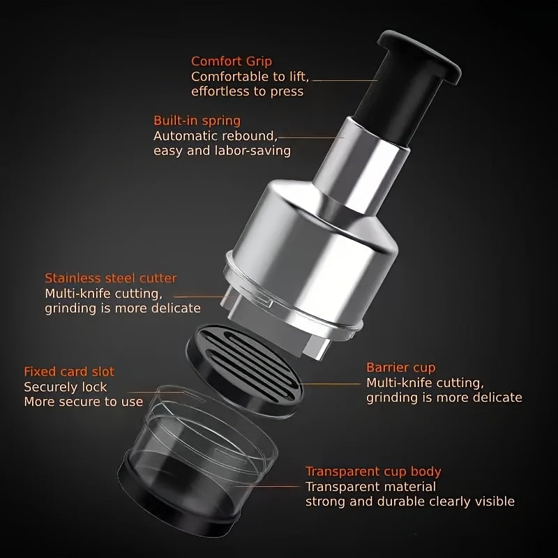 Stainless Steel Manual Food Chopper Handheld Garlic Onion Vegetable Cutter Durable Kitchen Tool