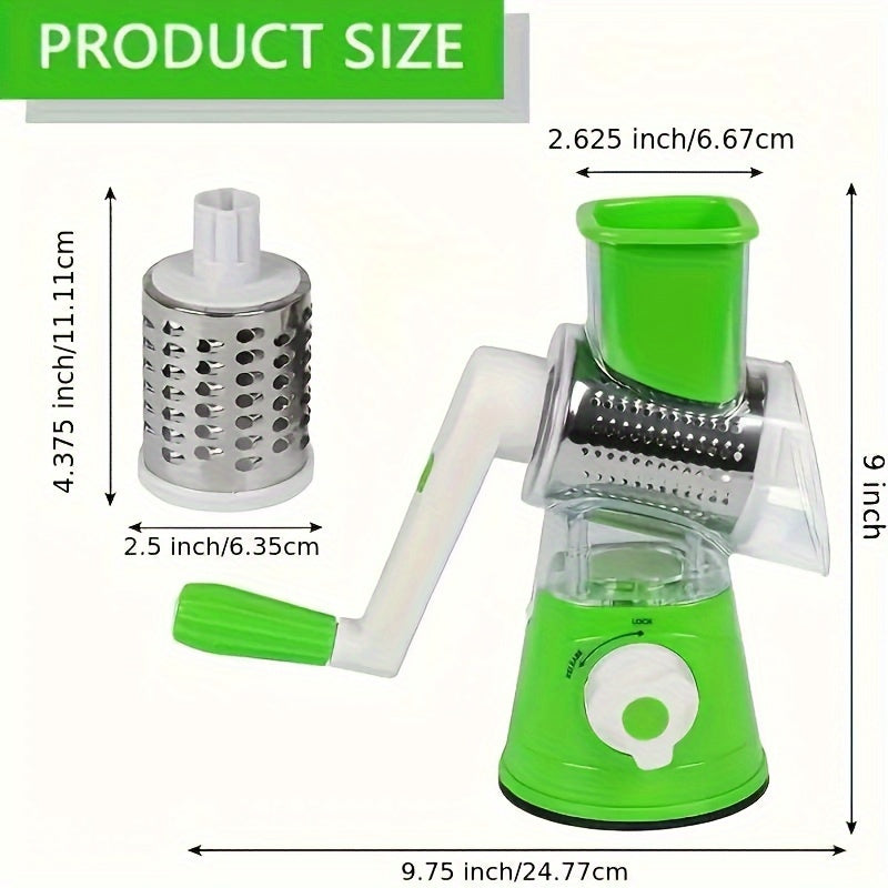 Three-in-One Cheese Grater Set with Interchangeable Drums, Non-Slip Base