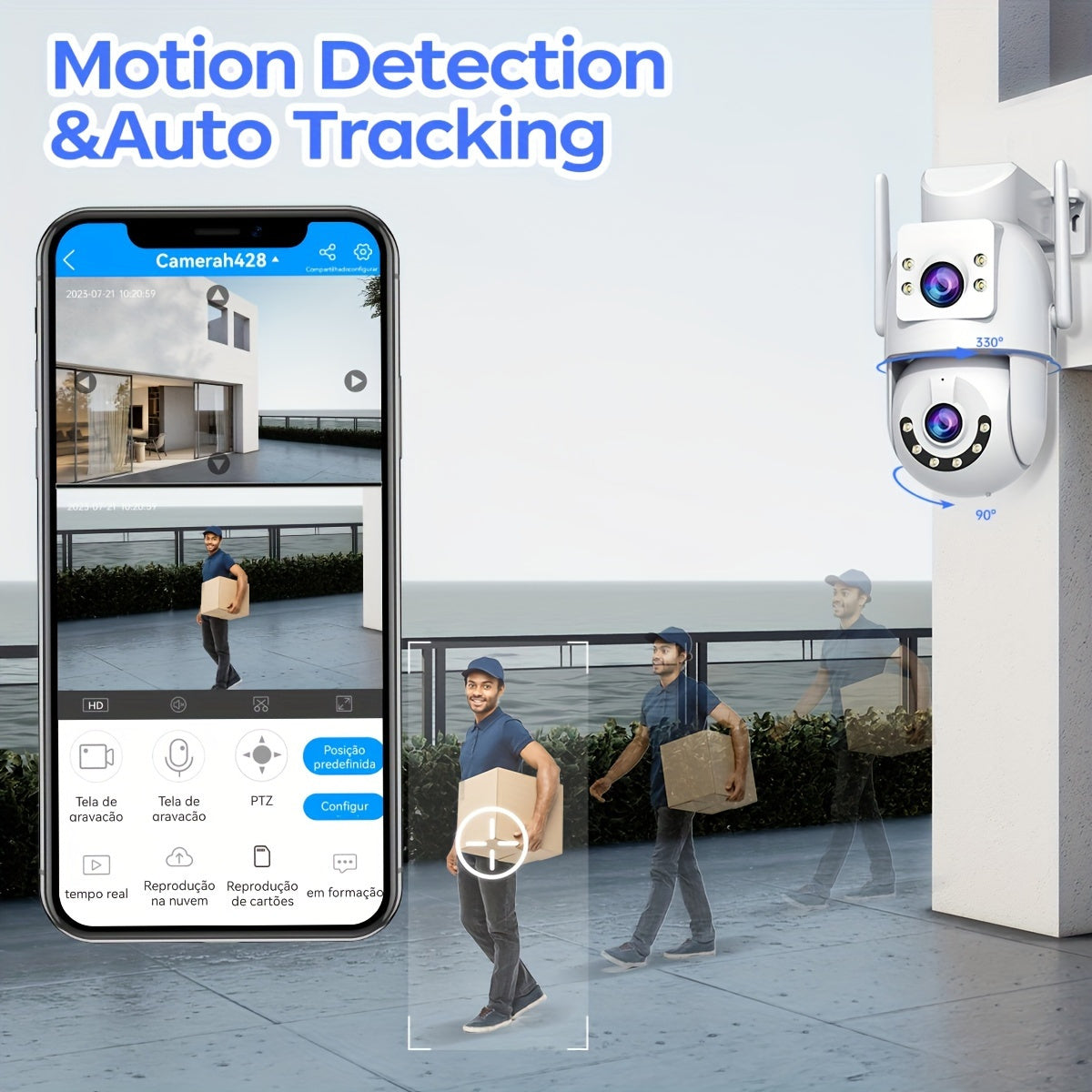 Wireless PTZ Security Camera with 5G WiFi Dual Lens Two-Way Audio Auto Tracking for Elderly Pets and Kids