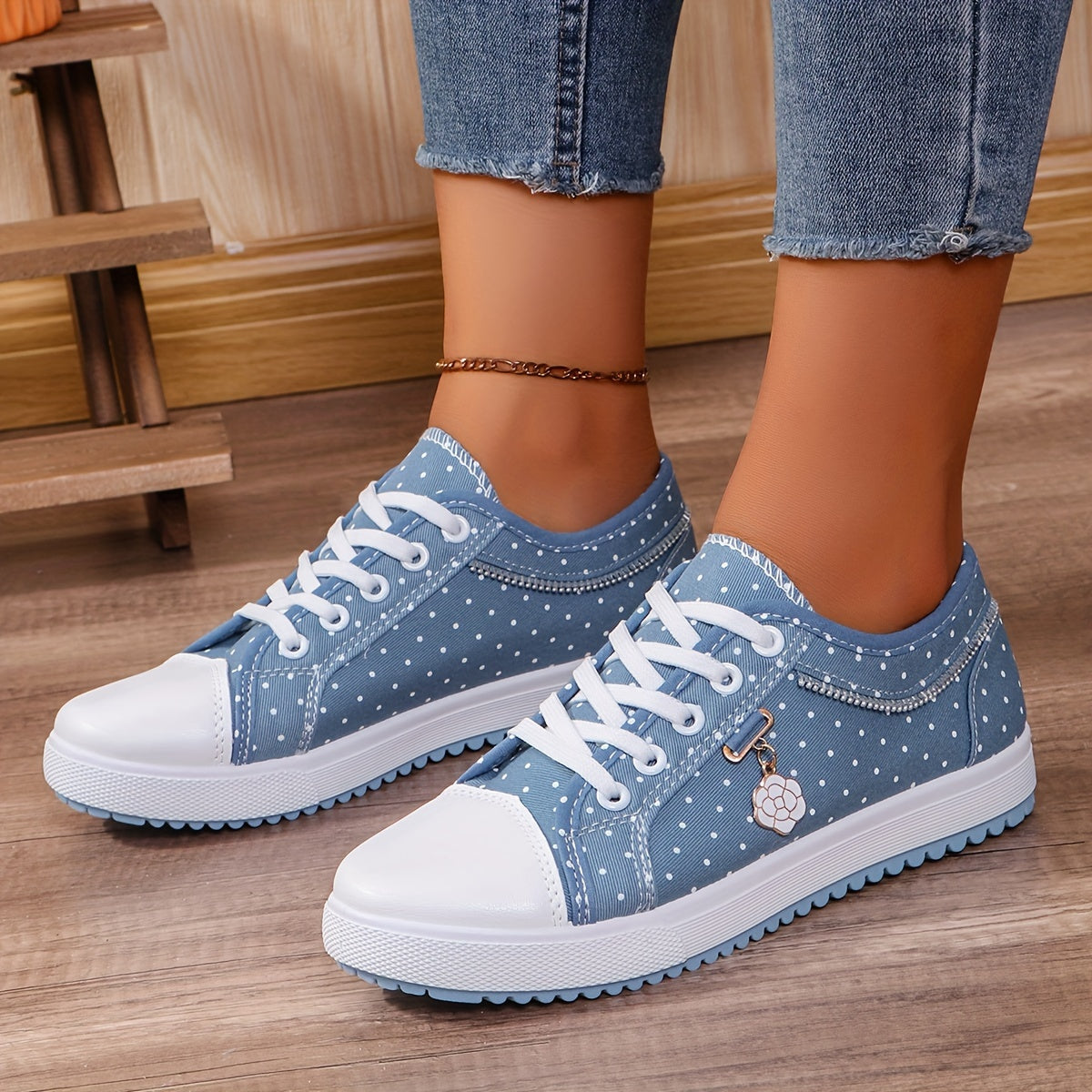 Plus Size Women's Solid Color Denim Canvas Flat Casual Shoes