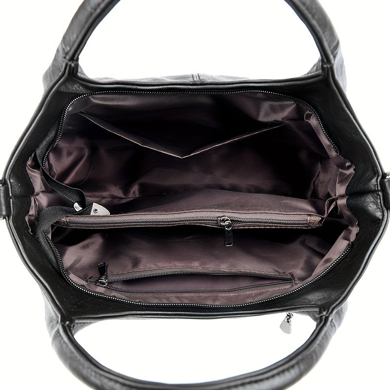 Modali bitta yelka sumkasi, sozlanadigan tasma, zip yopilishi va polyester astar bilan, qahva, aprikot, burgundi va qora ranglarda.