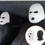 2 Pack Black and White Plush Car Headrest Covers Universal Stylish Interior