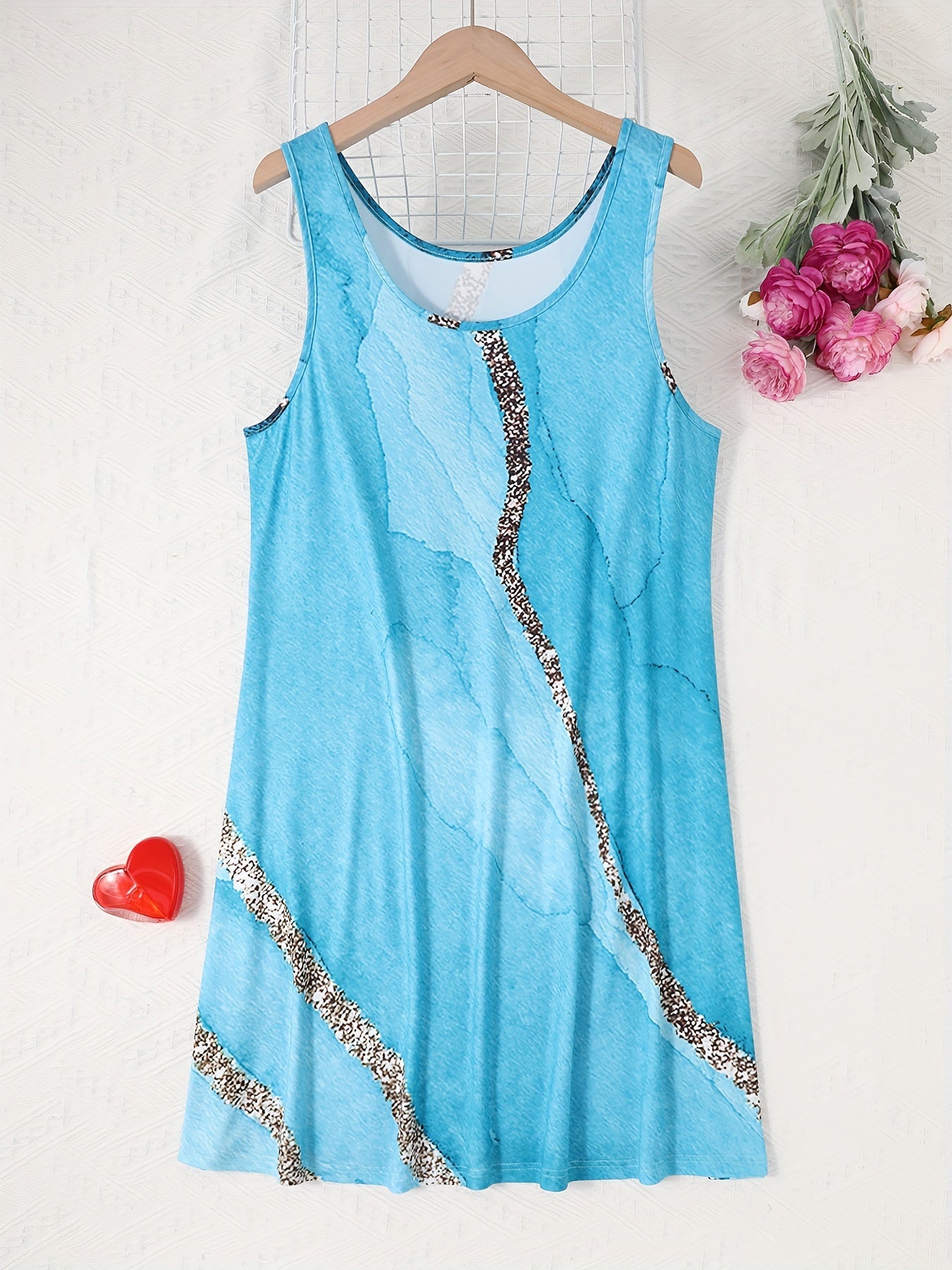 Women's Plus Size Marble Print Cotton Sleep Dress Nightgown