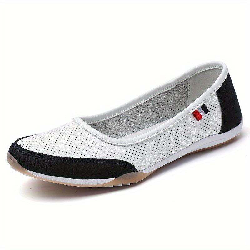 Women's Slip-On Loafers Breathable Black White Casual Flats Non-Slip