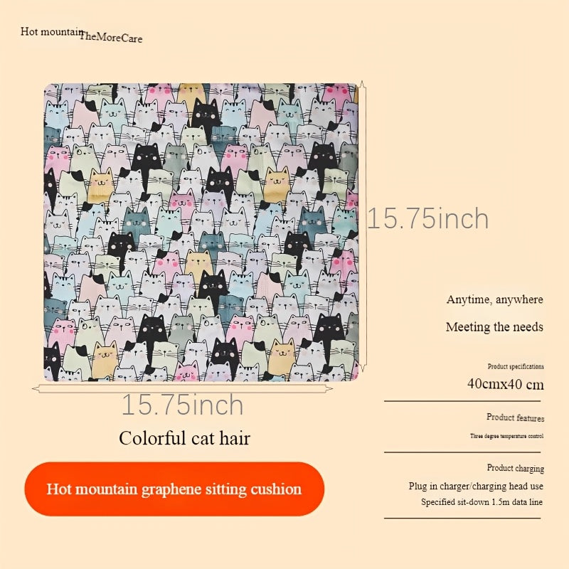 Складная нагревающаяся подушка из графена, серая Oxford, портативная для путешествий, офиса, на открытом воздухе