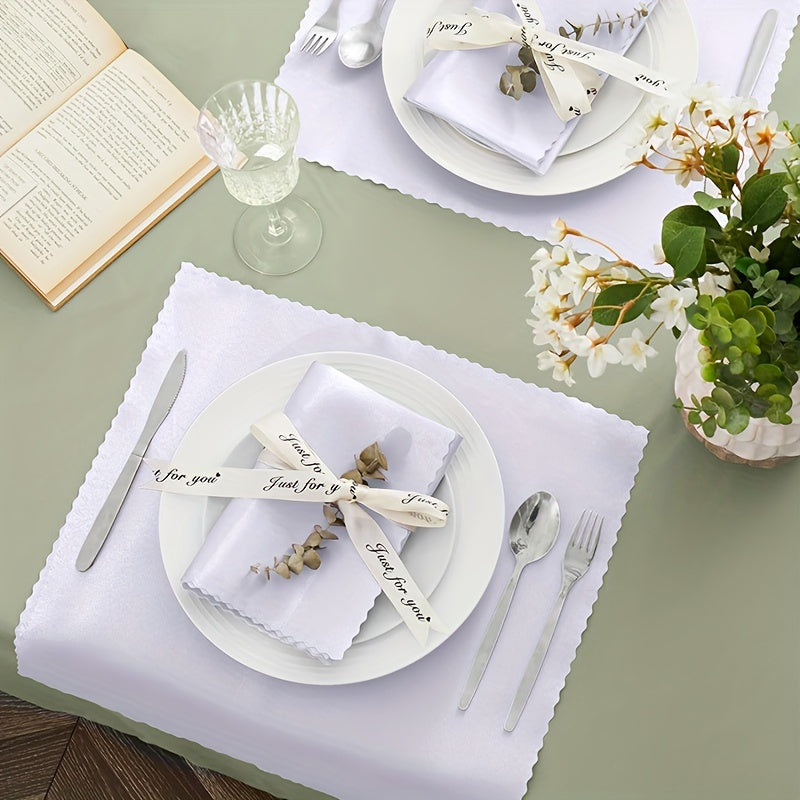 12pcs Satin Napkins and Velvet Table Runner Set 43x43cm for Wedding and Party Decor